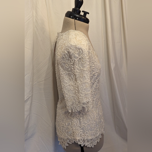 Rich cream beaded vintage formal top - Picture 2 of 5